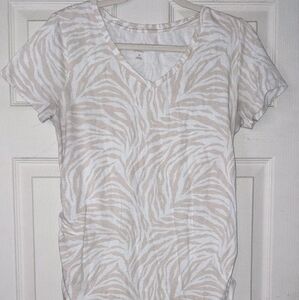 Stylish Beige and White Zebra Print Women's Maternity Top